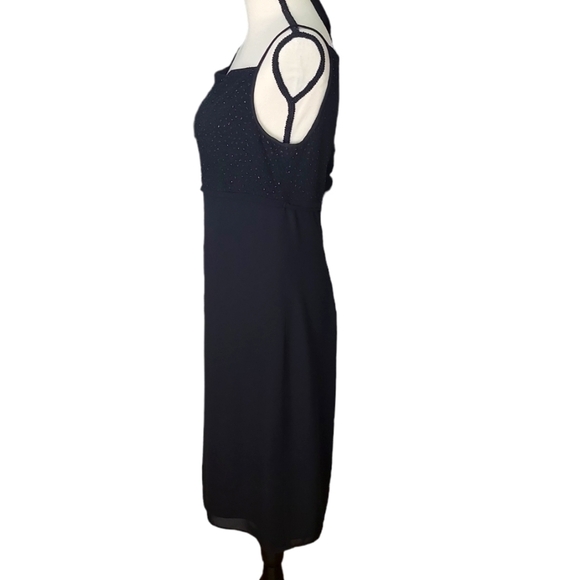 Vintage David Warren Black Sequined Bodice Spaghetti Strap Cocktail Dress Size10 - Picture 3 of 7